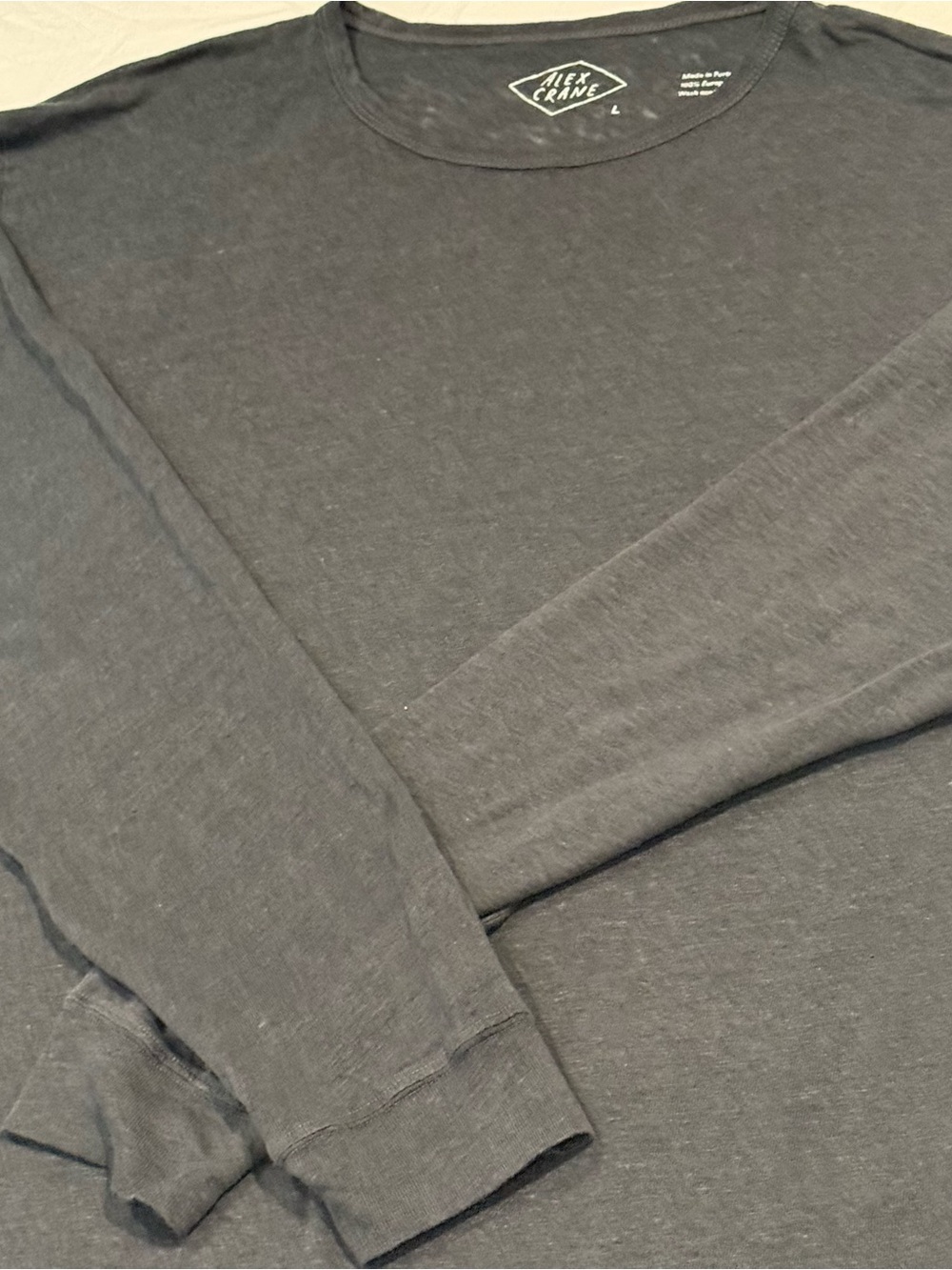 Alex Crane Pullover Sweater Mens L Gray Ribbed 100% Linen